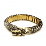  Cool hip-hop street plating gold dragon titanium bracelet for men