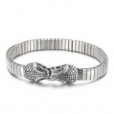  Cool double snake head chic style titanium bracelet for men