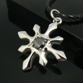 man's titanium steel cross with black agate pendant