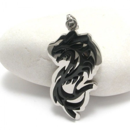 Man Black Dragon Pure Titanium necklace Pendant Gift -New-