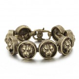  Vintage tiger head round titanium bracelet for men