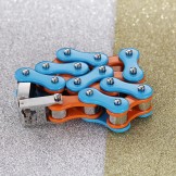  Simple Painted blue-orange titanium men's biker bracelet