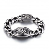  Fashion cross with zirconia curved titanium bracelet for men