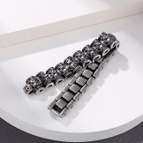   Exaggerated skull biker titanium bracelet for men