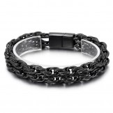 Fashion black plated double titanium men's bracelet