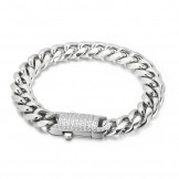  Fashion street hip-hop style diamond set titanium bracelet for men