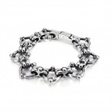   Exaggerated chic circle skull men's titanium bracelet