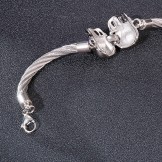   Cool Fashion Double Skull Steel Wire Men's titanium Bracelet