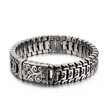   Cool flower-shaped buckle titanium bracelet bracelet
