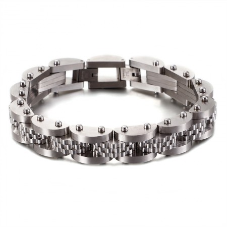  titanium bicycle chain men's bracelet with strap