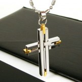 Man Shining Cross Titanium Steel necklace Free Chain