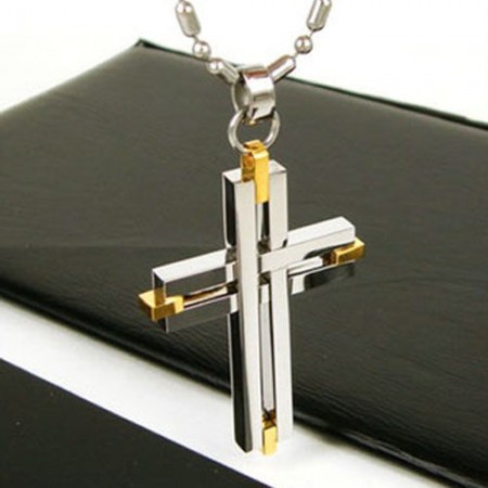 Man Shining Cross Pure Titanium Pendant necklace Free Chain