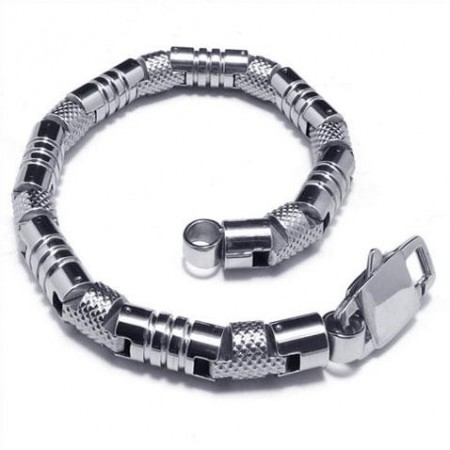 Mens Charm Silver 316L Pure Titanium Bracelet Bangle 08108
