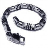 Men's Silver Black 316L Pure Titanium Bracelet Bangle