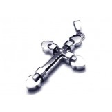 Men Black Silver Pure Titanium Cross Necklace Pendant