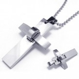 Mens Boys Silver Pure Titanium Cross Pendant Necklace