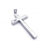 Mens Silver Pure Titanium Necklace Cross Pendant (New)