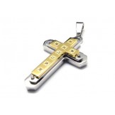 Men Golden Pure Titanium Cross Pendant Necklace Chain
