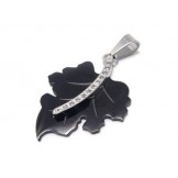 Black Pure Titanium Maple Leaf Pendant Necklace Chain