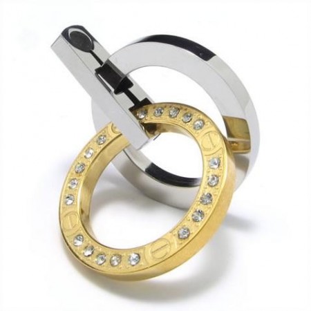 Golden & Silver Pure Titanium Rings Pendant Necklace 10488