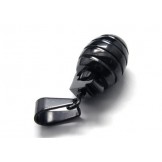 Mens Boy Black Pure Titanium Grenade Pendant Necklace