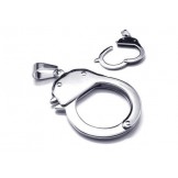 Men's Silver Pure Titanium Handcuff Pendant Necklace