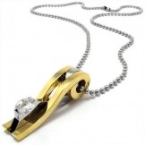 Men's Golden Pure Titanium Pendant Necklace Chain (New)