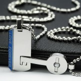 Lock and Key Sweetheart Lovers Titanium Necklace Pendant