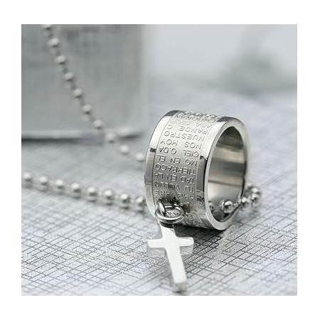 Fashion Gift Ring and Cross Titanium necklace Pendant