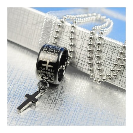 Fashion Gift Ring and Cross Black Titanium necklace Pendant