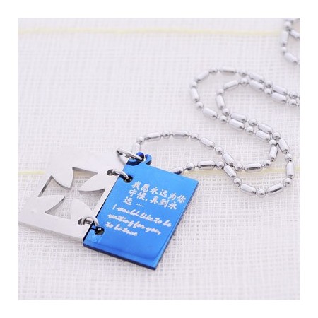 Romantic love letter Titanium Cross Necklace Pendant