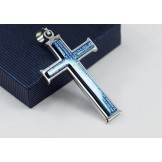 Bible blue and silver Cross titanium Pendant and Necklace