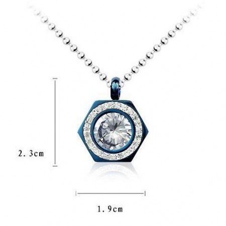Hexagram Blue pure titanium and diamond pendant necklace