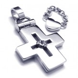 Openable Titanium Cross Pendant with Heart - Free Chian