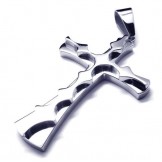 Fashion Corrugation Titanium Cross Pendant - Free Chian