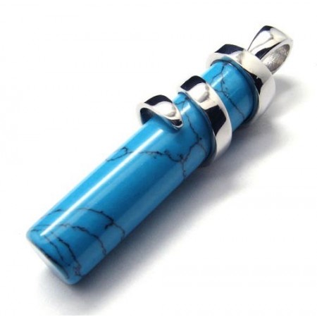 Fashion Blue Carnelian Titanium Pendant - Free Chian 17422