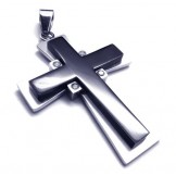 New Style Black Cross Titanium Pendant - Free Chian