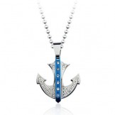 Popular Blue Anchor-shaped Titanium Pendant - Free Chain