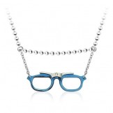 Popular Mens Glasses Shaped Titanium Pendant - Free Chain