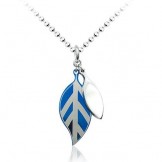 Fashion Blue Leaf Titanium Pendant - Free Chain