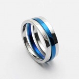 Mens 6mm Blue & Silver Colour Titanium Ring