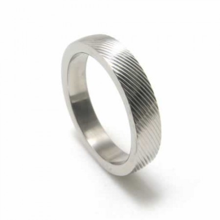 Cross Grain 4mm Titanium Ring