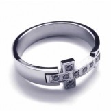 8mm Cross Diamond Unisex Titanium Band Ring