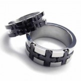 Cross Inlaid 6mm Black Titanium Ring