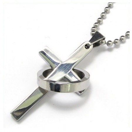 Men's Pure Titanium Cross Necklace Pendant Chain (New) 06000