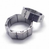 Diamond set 8mm Titanium Inlaid Court Band Ring