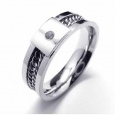 Diamond set 6mm Titanium Inlaid Court Band Ring