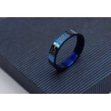 Bible Cross Mens 4mm Blue Titanium Ring