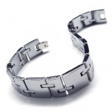 New Style Tungsten Carbide 12mm Wide Chunky Mens Bracelet 15994