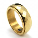 New Style Golden Faceted Tungsten Ring 19222